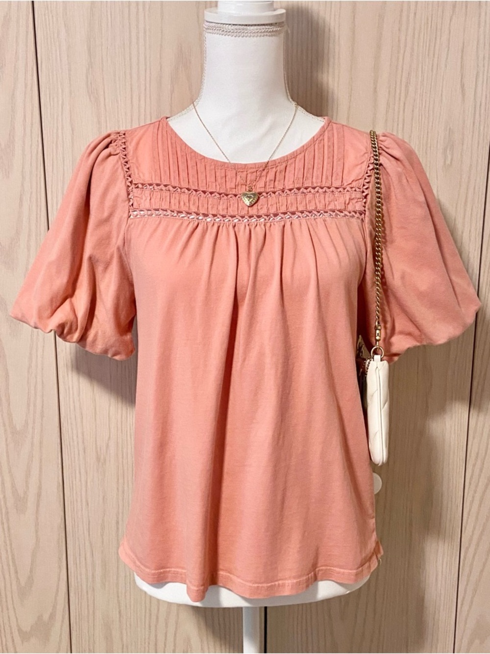 J. Crew 100% Cotton Shirt Women’s Medium Peach Short Puff Sleeve Blouse Cottage